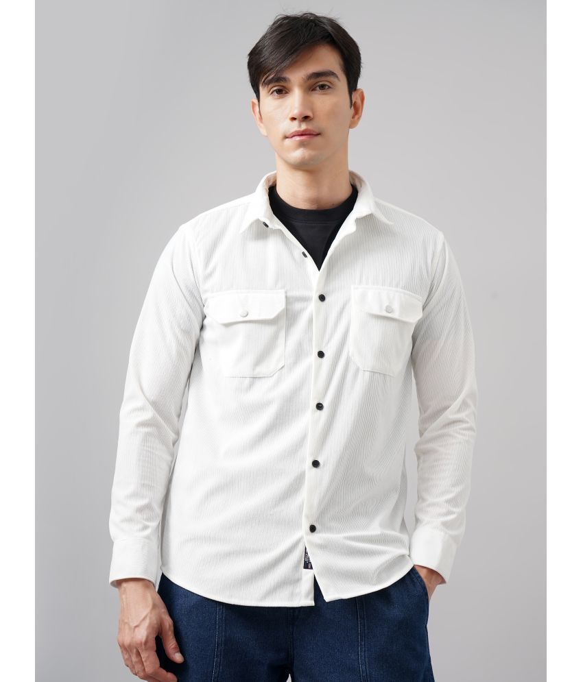     			Paul Street Polyester Slim Fit Striped Full Sleeves Men's Casual Shirt - White ( Pack of 1 )