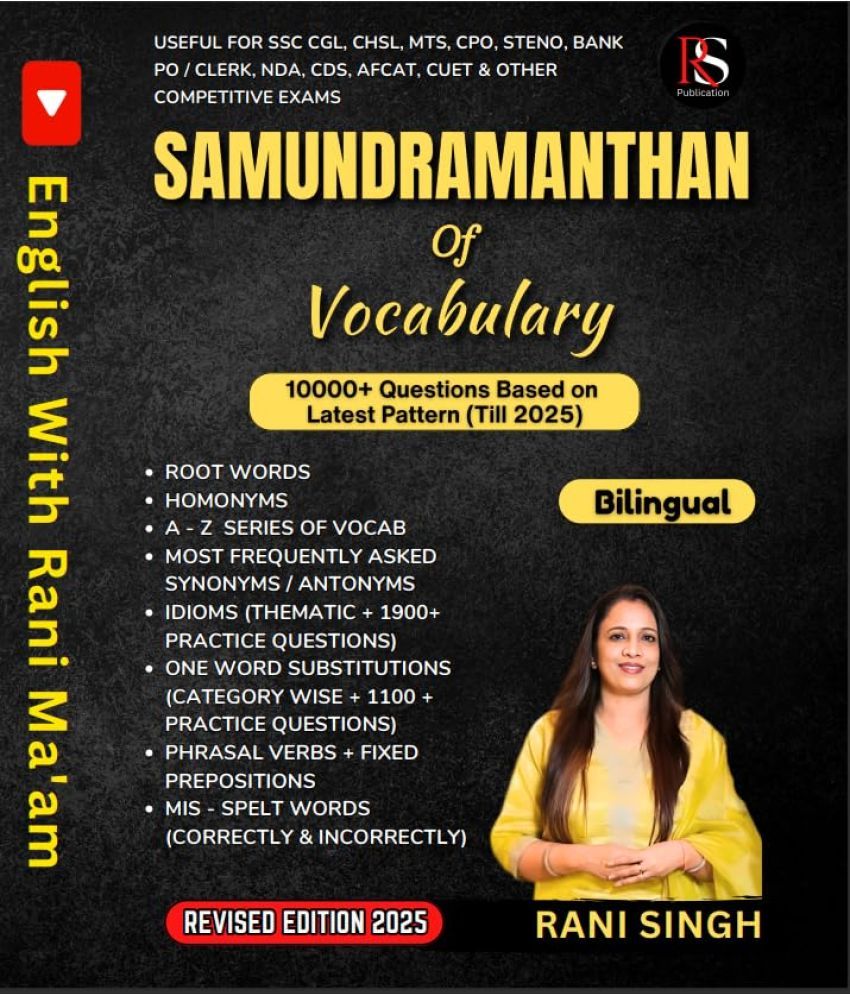     			Samundramanthan Vocabulary Book, Bilingual, 10000+ Questions Till 2025, SSC CGL CHSL Bank PO & other Competitive Exams | Latest Edition 2025 | Rani Singh Paperback – 1 January 2025