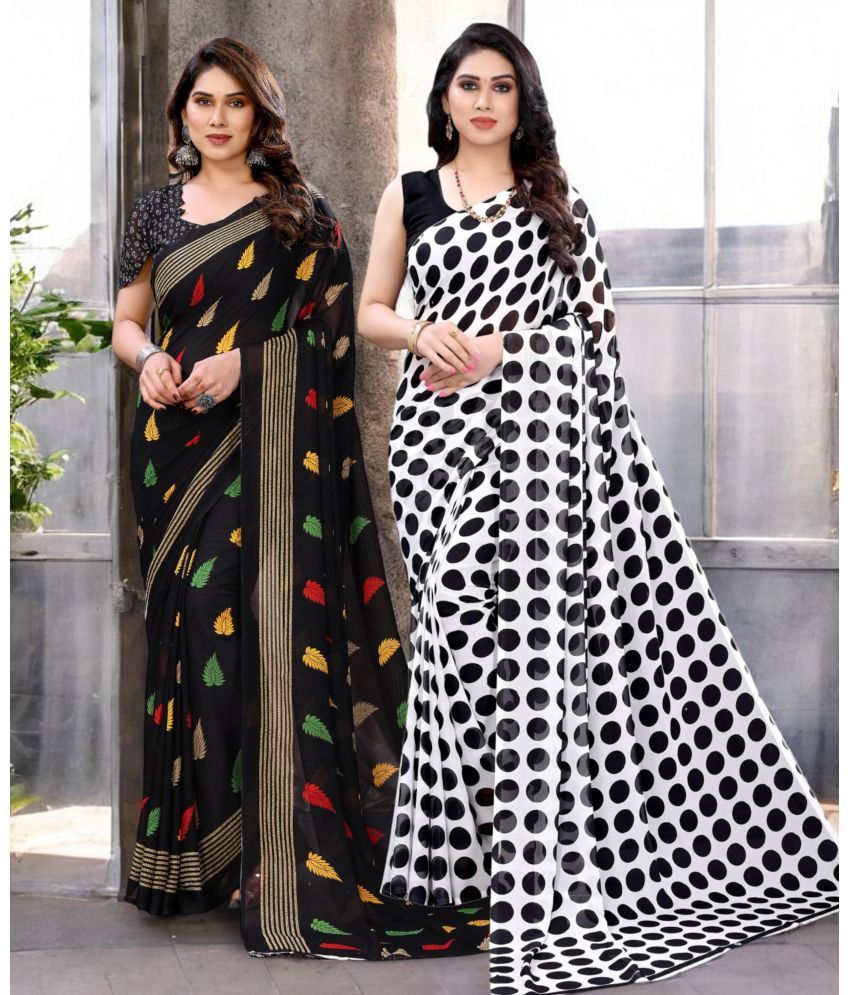     			TTH Georgette Printed Saree With Blouse Piece ( Multicolor , Pack of 2 )