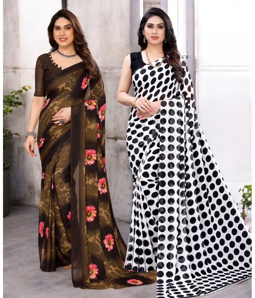     			TTH Georgette Printed Saree With Blouse Piece ( Multicolor , Pack of 2 )