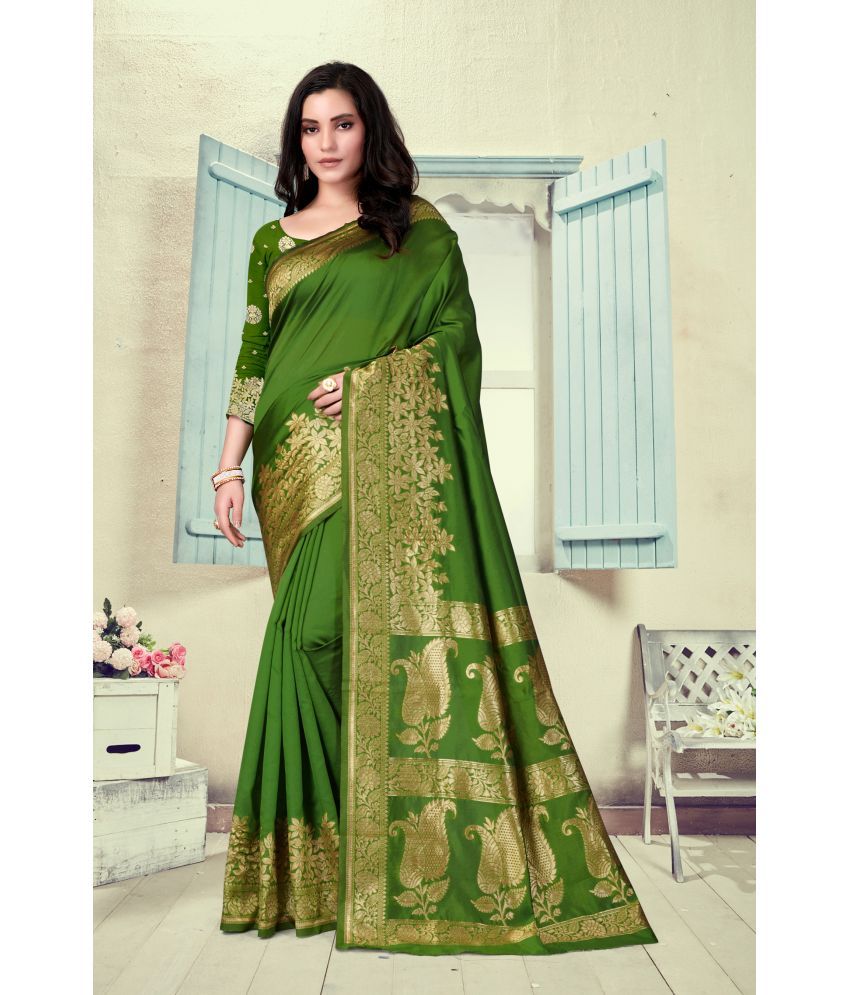     			VEDANT VASTRAM Art Silk Self Design Saree With Blouse Piece ( Green , Pack of 1 )