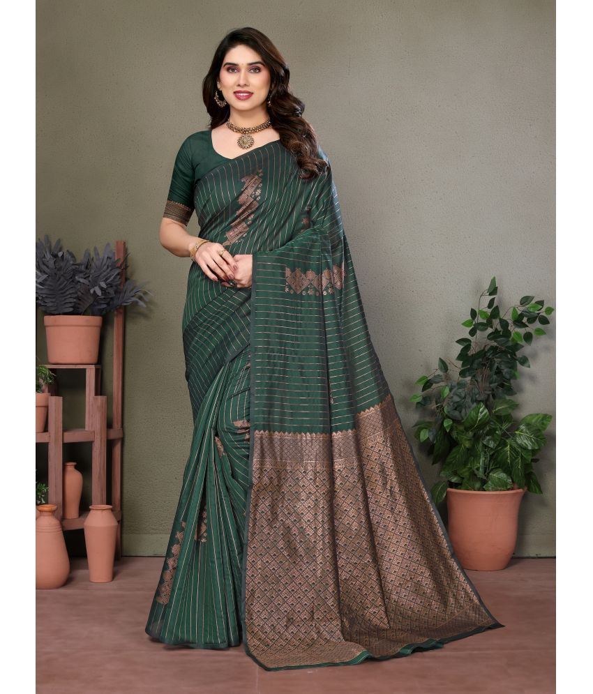     			VEDANT VASTRAM Art Silk Self Design Saree With Blouse Piece ( Green , Pack of 1 )