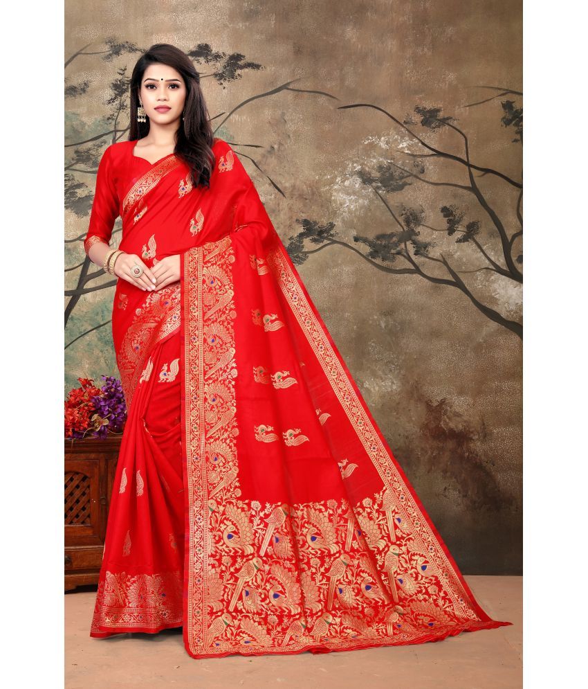     			VEDANT VASTRAM Art Silk Self Design Saree With Blouse Piece ( Red , Pack of 1 )