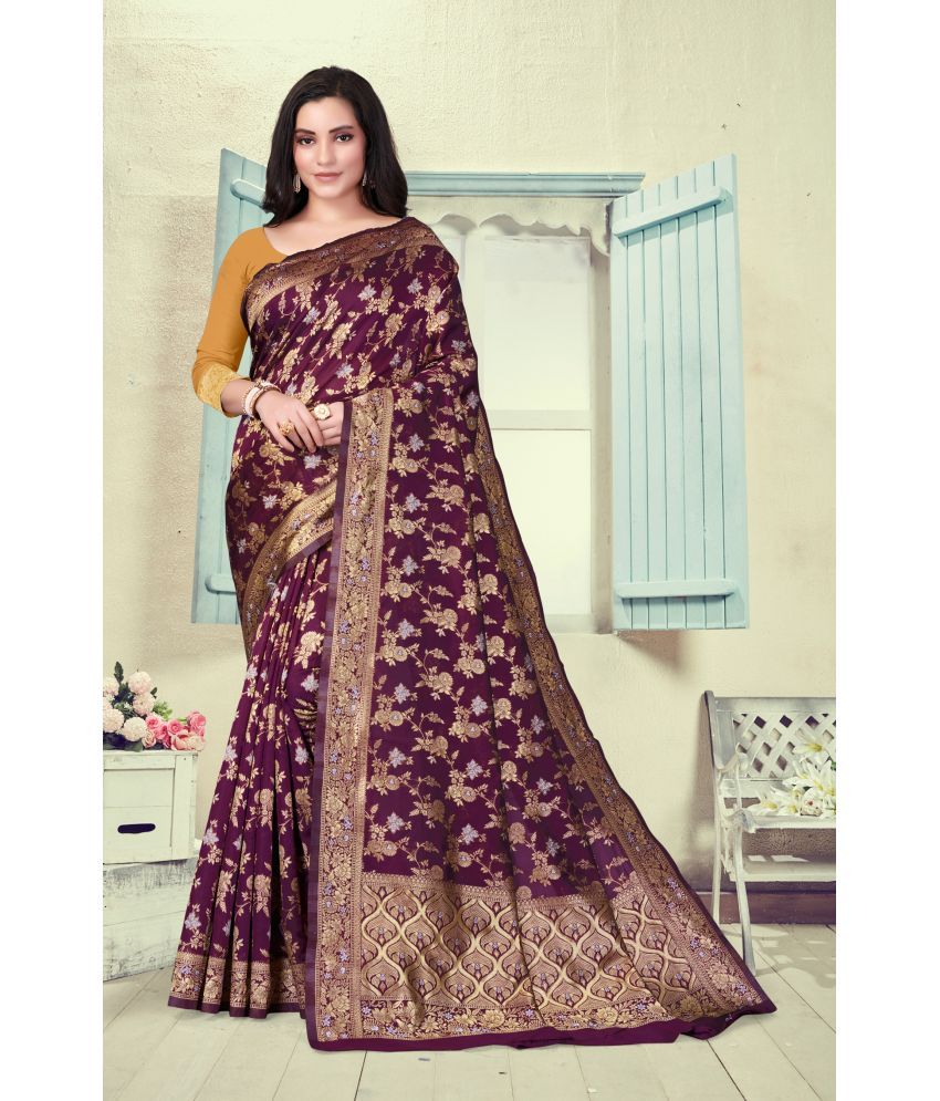     			VEDANT VASTRAM Art Silk Woven Saree With Blouse Piece ( Wine , Pack of 1 )