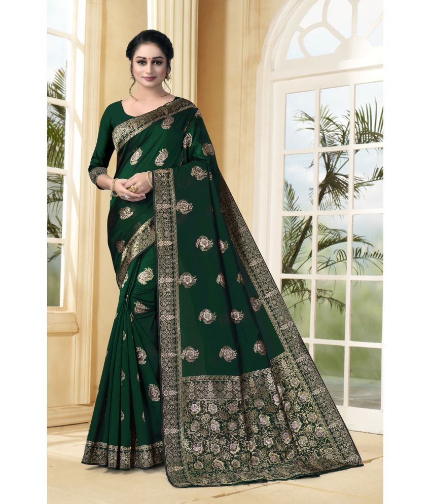     			VEDANT VASTRAM Art Silk Woven Saree With Blouse Piece ( Green , Pack of 1 )