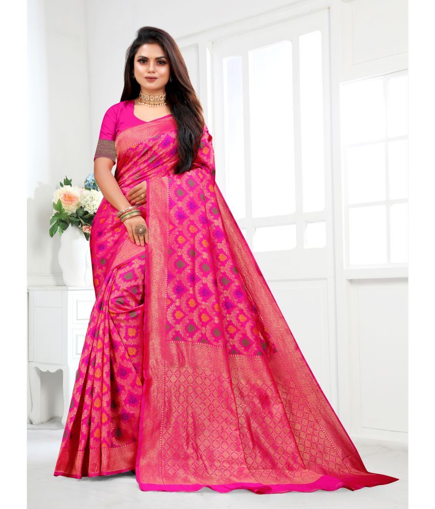     			VEDANT VASTRAM Art Silk Woven Saree With Blouse Piece ( Pink , Pack of 1 )