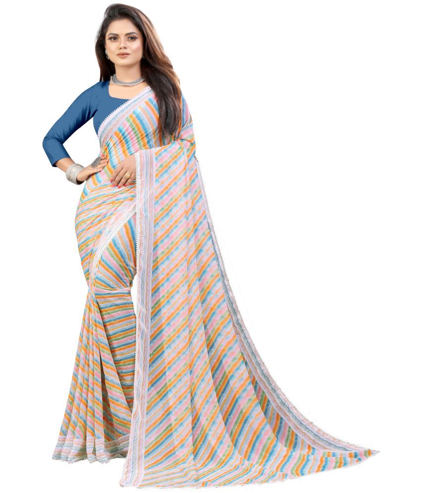     			VEDANT VASTRAM Georgette Printed Saree With Blouse Piece ( Grey , Pack of 1 )