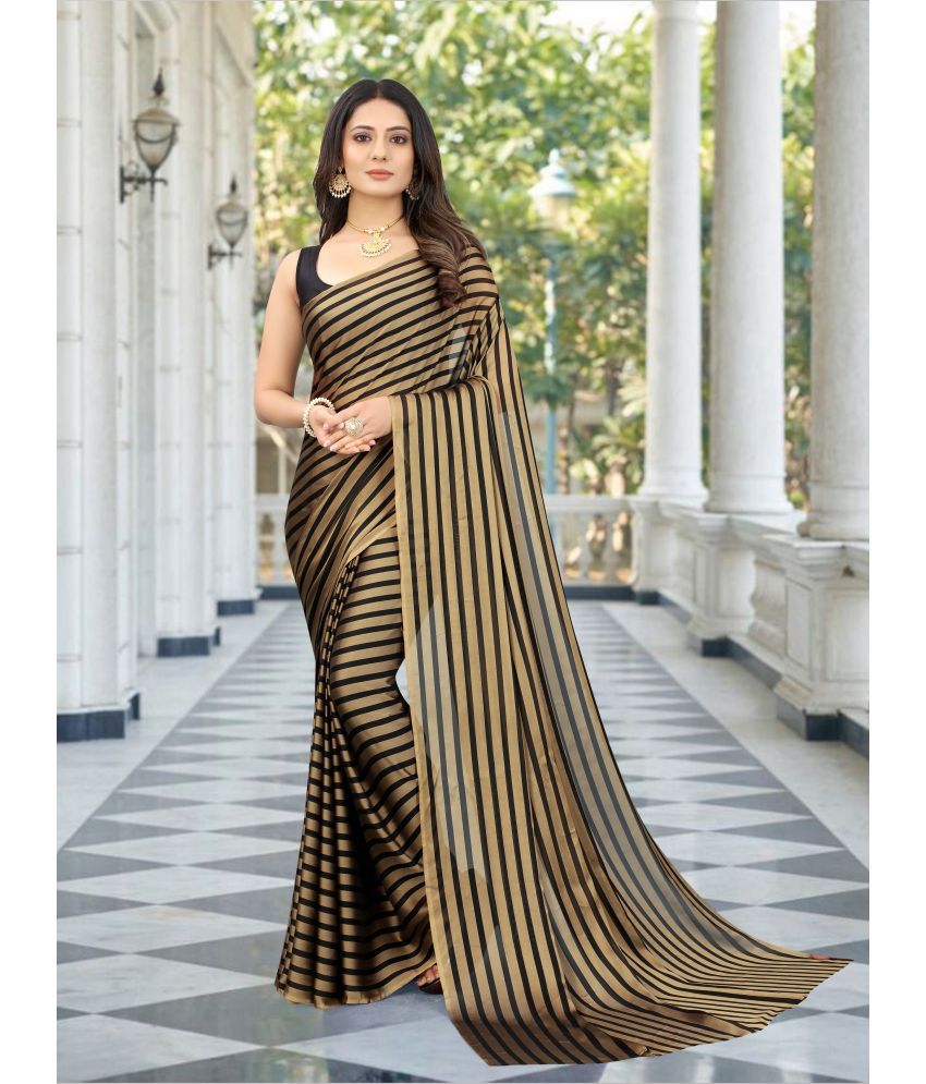     			VEDANT VASTRAM Georgette Printed Saree With Blouse Piece ( Gold , Pack of 1 )