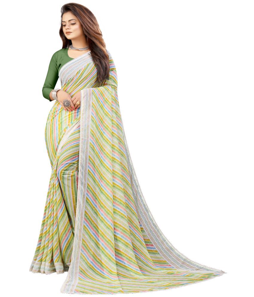     			VEDANT VASTRAM Georgette Printed Saree With Blouse Piece ( Light Green , Pack of 1 )