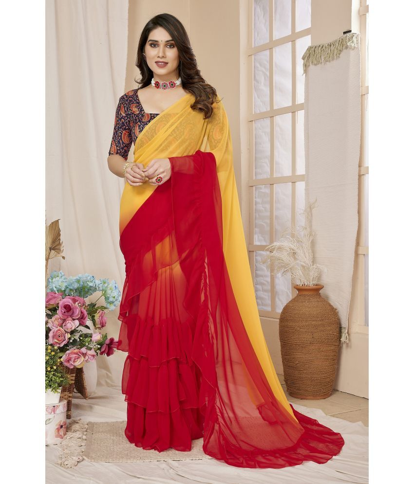     			VEDANT VASTRAM Georgette Self Design Saree With Blouse Piece ( Red , Pack of 1 )