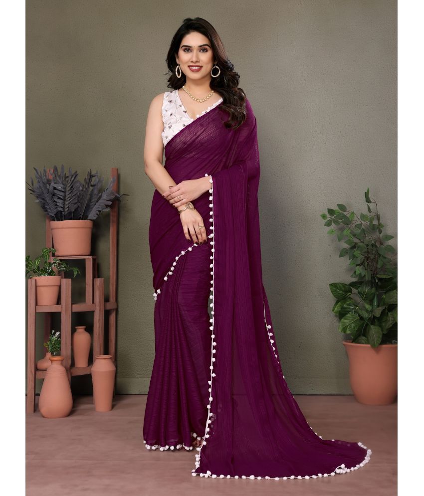     			VEDANT VASTRAM Silk Blend Self Design Saree With Blouse Piece ( Purple , Pack of 1 )