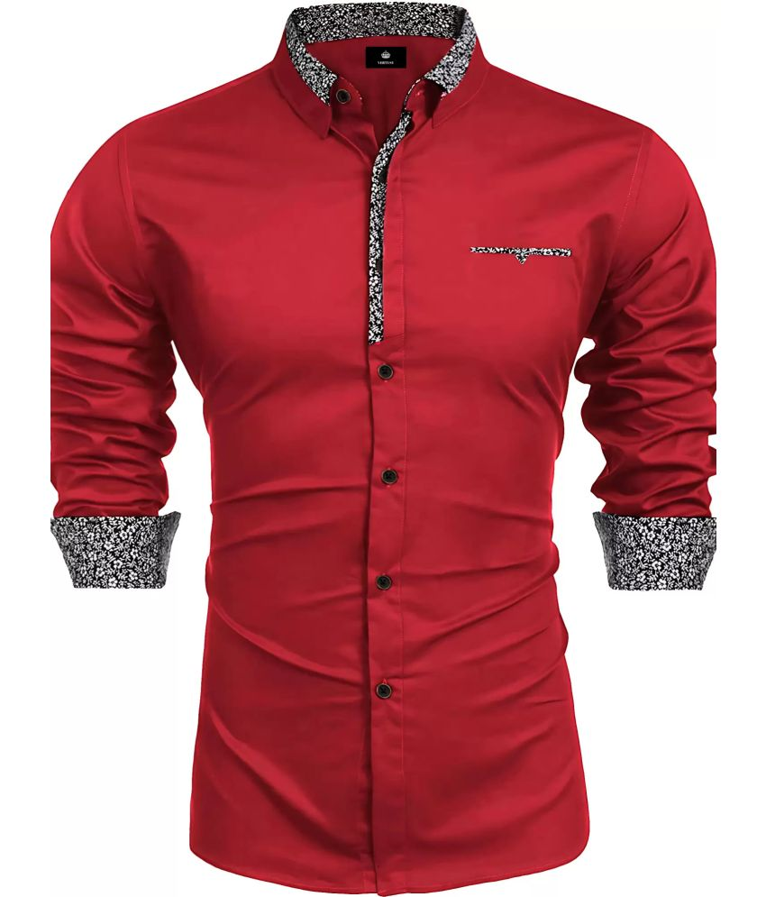     			VERTUSY Cotton Blend Regular Fit Solids Full Sleeves Men's Casual Shirt - Red ( Pack of 1 )