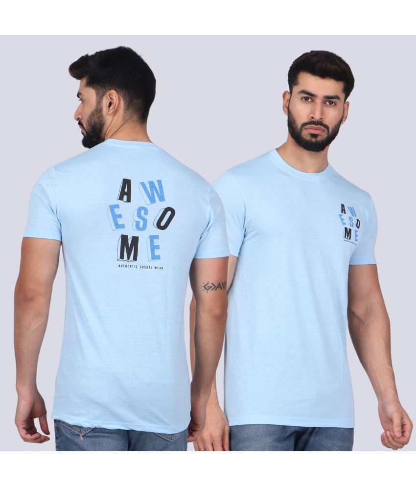     			WILD ELEPHANT Cotton Blend Regular Fit Printed Half Sleeves Men's Round T-Shirt - Light Blue ( Pack of 1 )