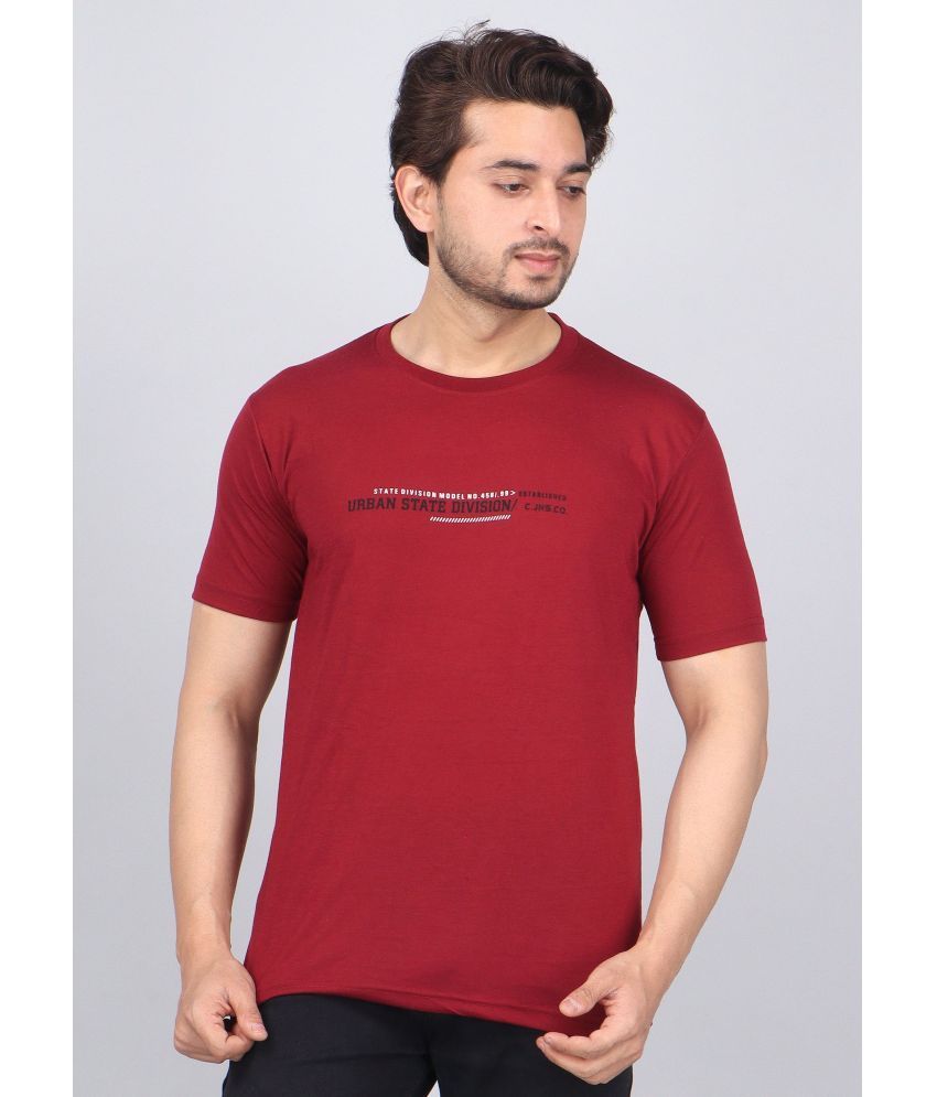     			WILD ELEPHANT Cotton Blend Regular Fit Printed Half Sleeves Men's Round T-Shirt - Red ( Pack of 1 )