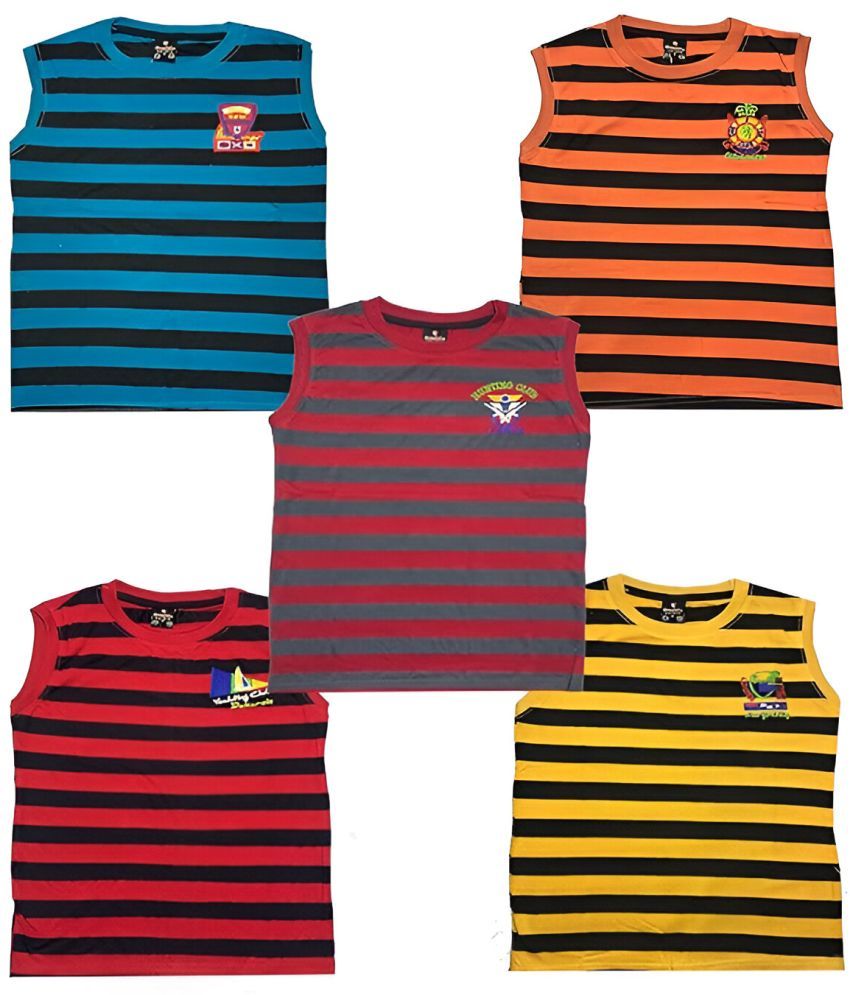     			kaseera Pack of 5 Boys Cotton Blend Vest ( Multicolor )