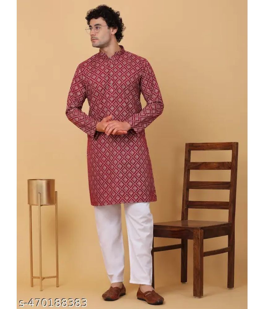     			vesta exports Maroon Cotton Regular Fit Men's Kurta Pyjama Set ( Pack of 1 )