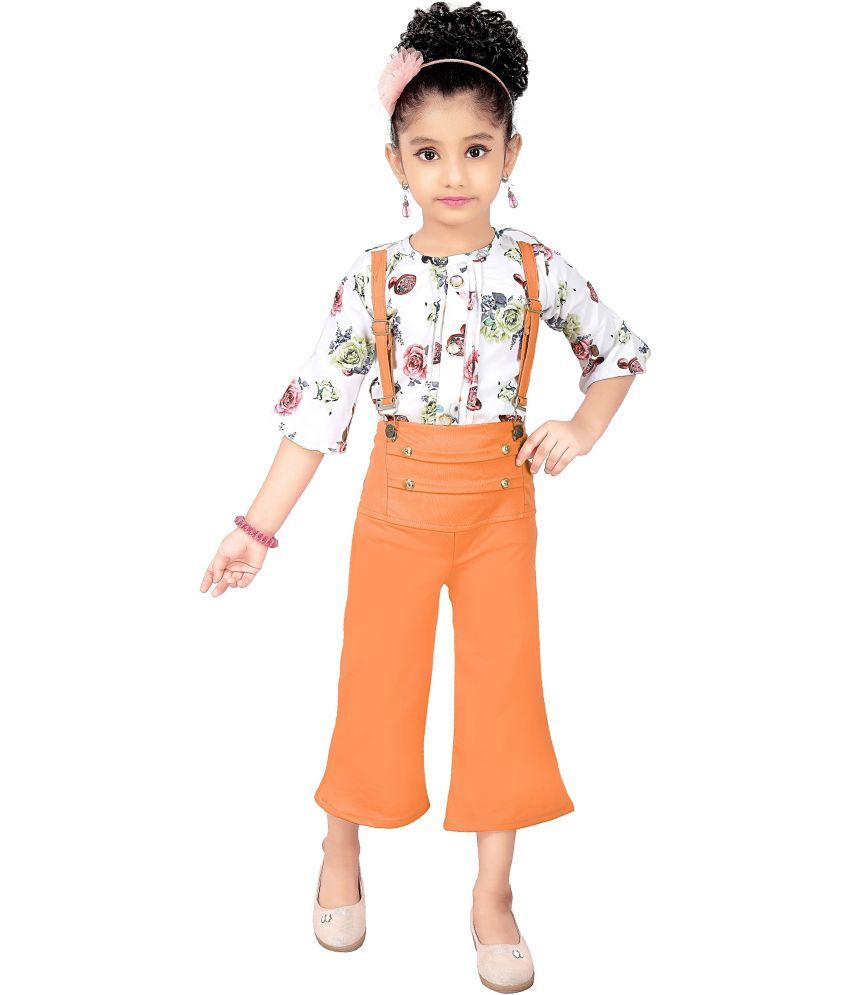     			Clobay Girls Cotton Blend Dungarees ( Pack of 1 , Orange )