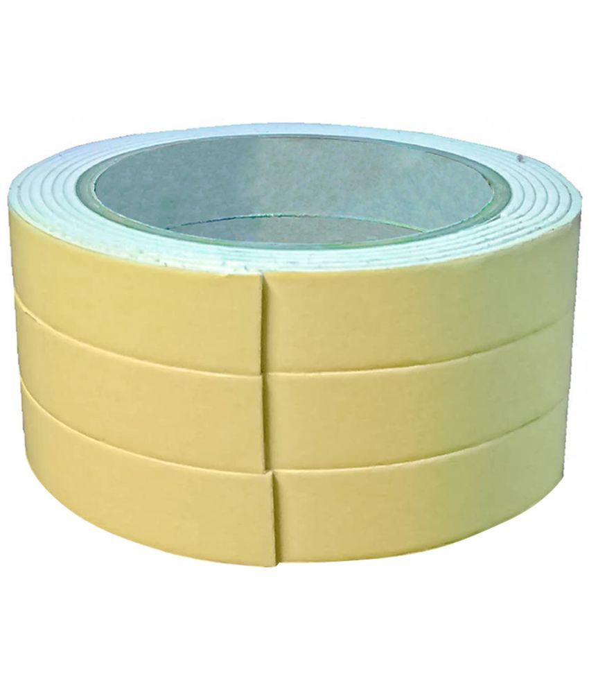     			Double Sided Self Adhesive Foam Mounting Tape for Wall/Craft 1.5mt Set of 3 Yellow Double Sided Foam Tape ( Pack of 3 )