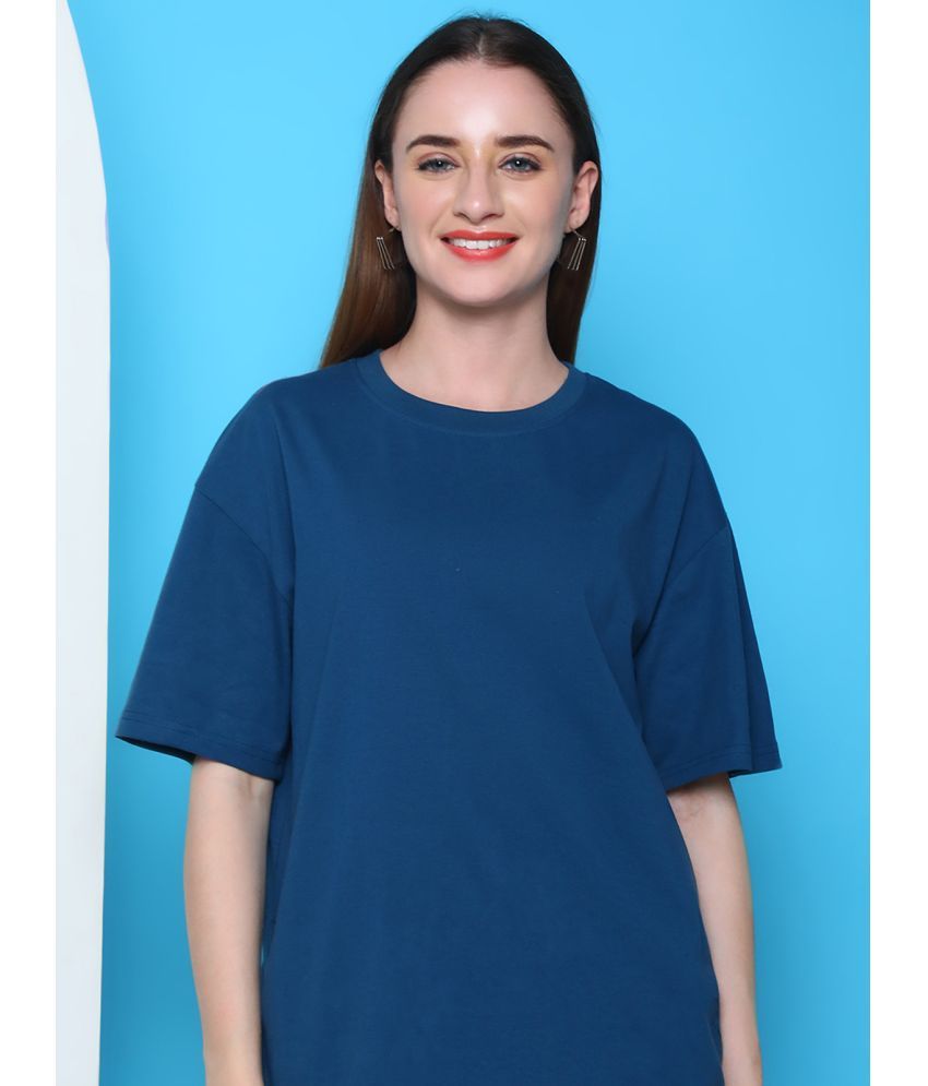     			Fabflee Pack of 1 Cotton Women's T-Shirt ( Blue )