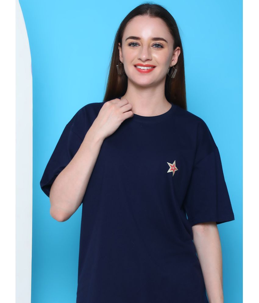     			Fabflee Pack of 1 Cotton Women's T-Shirt ( Navy Blue )