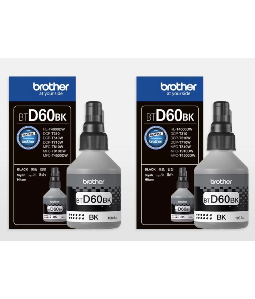     			KALAR FOR BROTHER DCP-T300 Black Pack of 2 Cartridge for BT60DBK use printer DCP-T300, DCP-T500, DCP-T700W, MFC-T800W