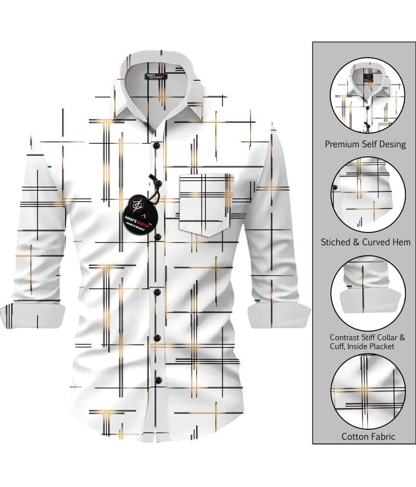     			MAN'S SUITUP Viscose Regular Fit Printed Full Sleeves Men's Casual Shirt - White ( Pack of 1 )