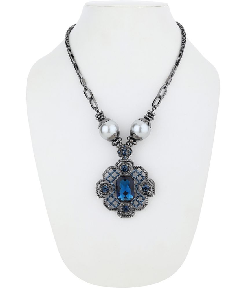     			Rhosyn Blue Metal Necklace ( Pack of 1 )