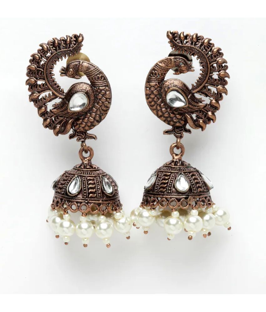     			Rhosyn Brown Jhumki Earrings ( Pack of 1 )