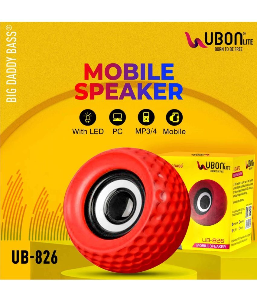     			UBON 826 MOBILE SPEAKER 5 W Bluetooth Speaker Bluetooth V 5.2 with Aux Playback Time 2 hrs Red