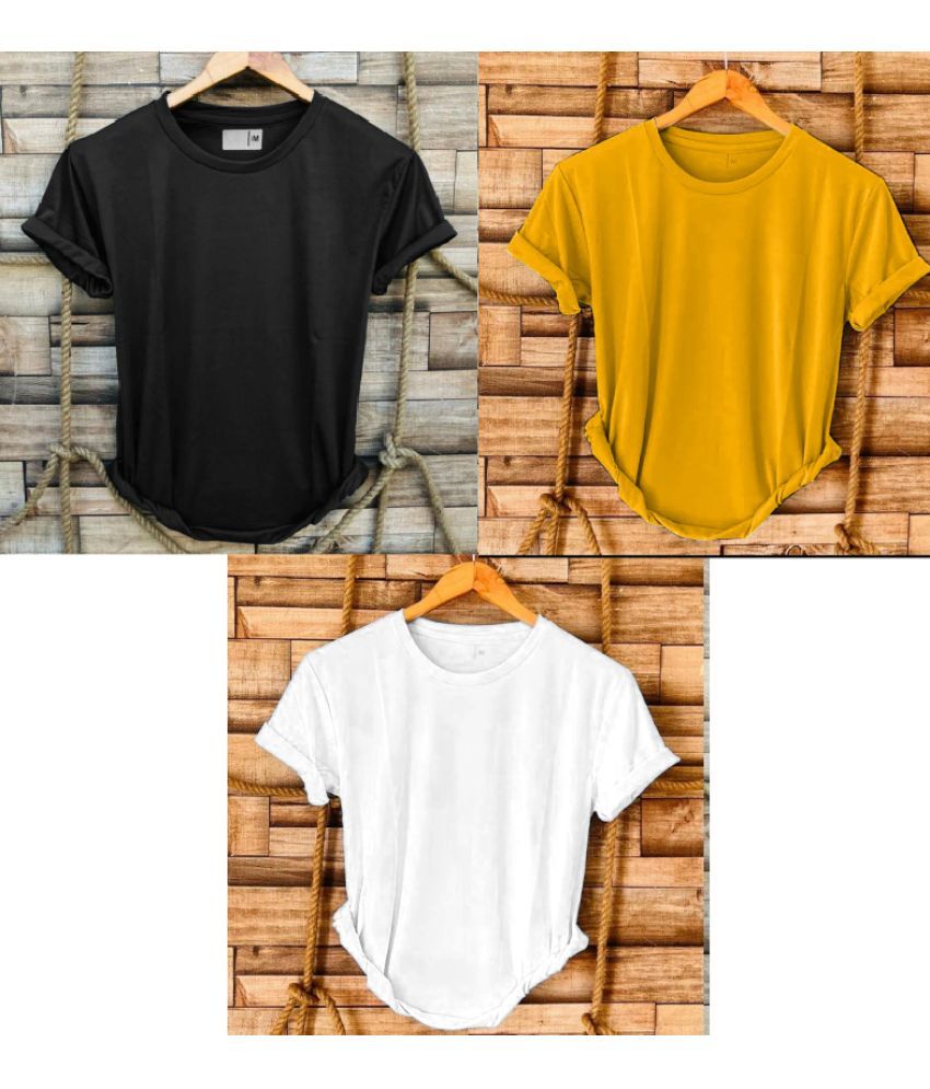     			nikline Polyester Regular Fit Solid Half Sleeves Men's Round T-Shirt - Multicolor4 ( Pack of 3 )