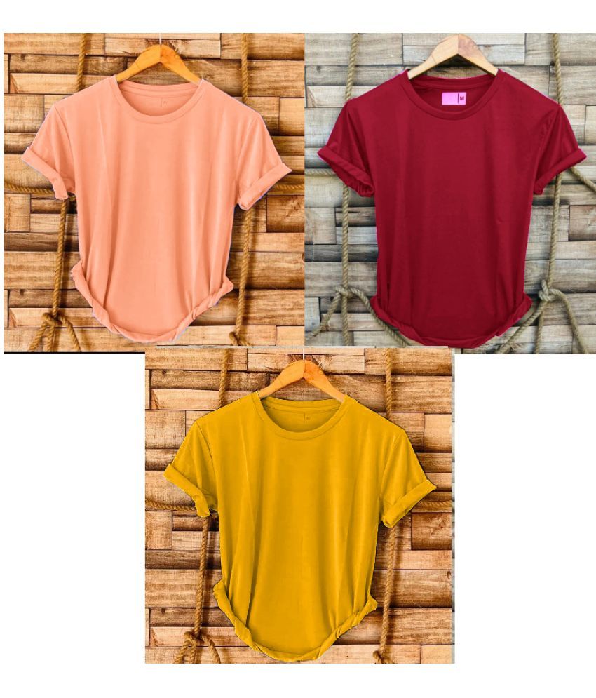     			nikline Polyester Regular Fit Solid Half Sleeves Men's Round T-Shirt - Multicolor3 ( Pack of 3 )