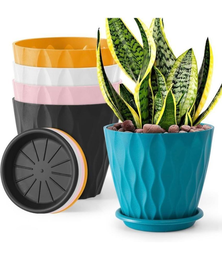     			omortex Multicolor Flower Pot ( Pack of 5 )