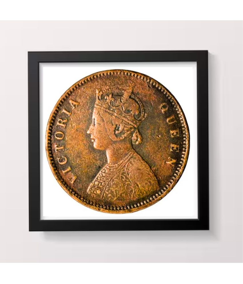     			1 Rupee Victoria Queen Emperor 1939 Copper Coin - Rare Collectible | Display Frame Wall Decor (4x4 inches)