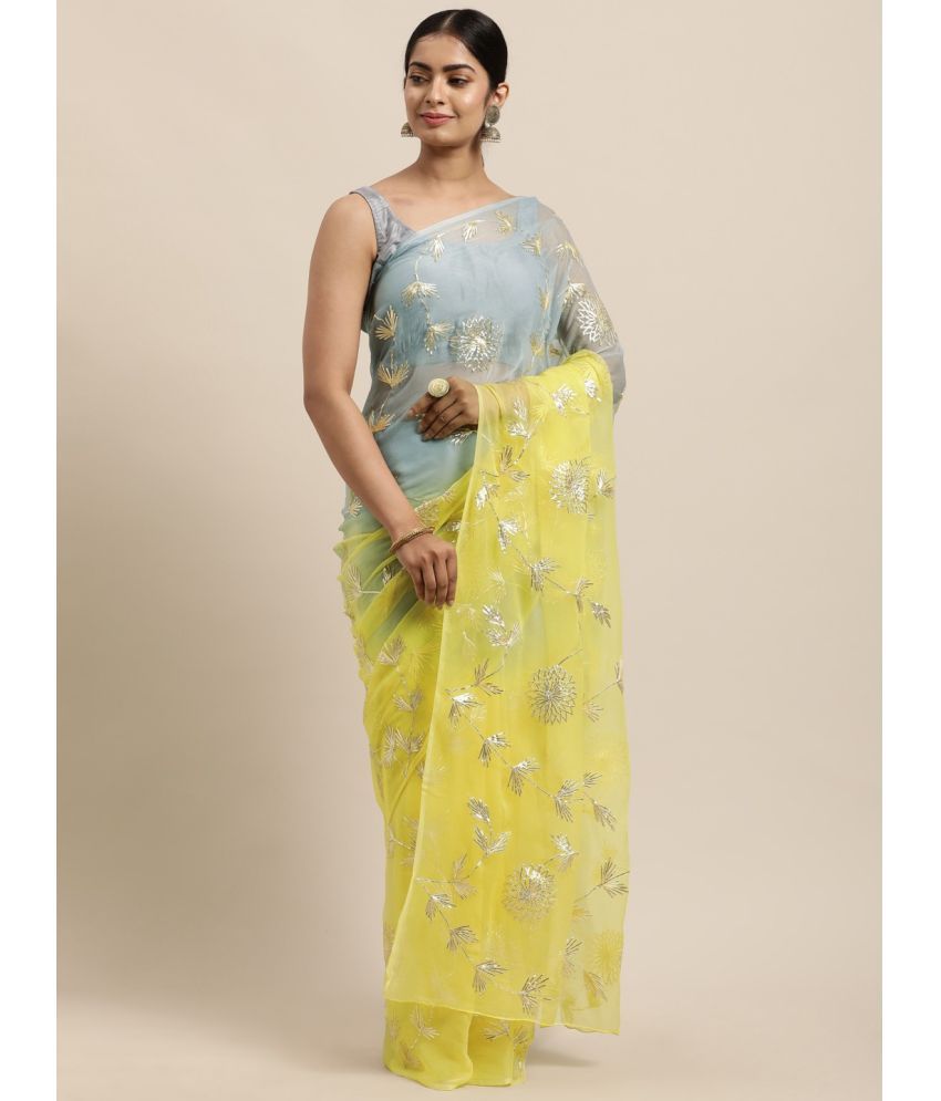     			BLEESBURY Organza Embroidered Saree With Blouse Piece ( Multicolor2 , Pack of 1 )