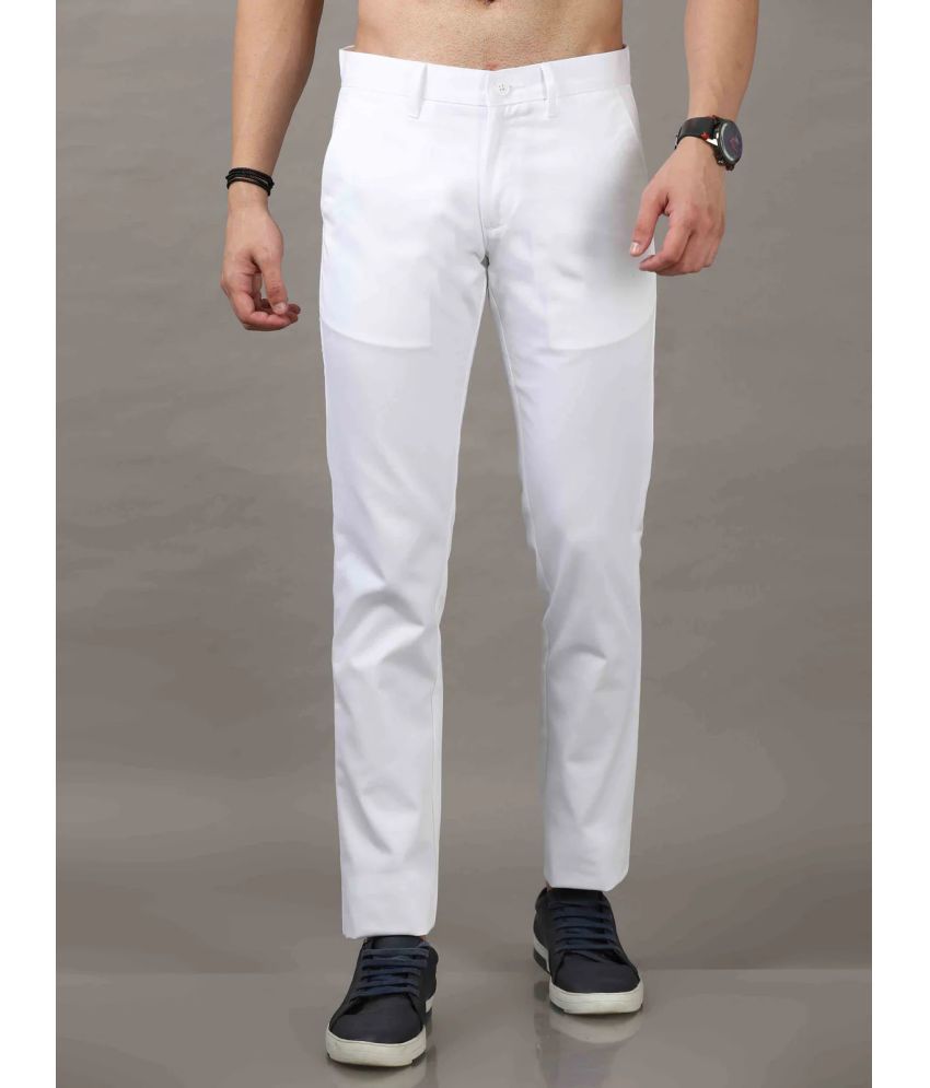     			Cool Colors Slim Flat Men's Chinos - White ( Pack of 1 )