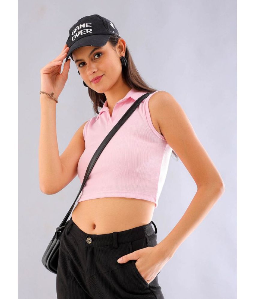     			Freehand Pink Polyester Women's Crop Top ( Pack of 1 )