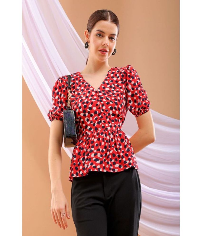     			Freehand Red Viscose Women's Peplum Top ( Pack of 1 )