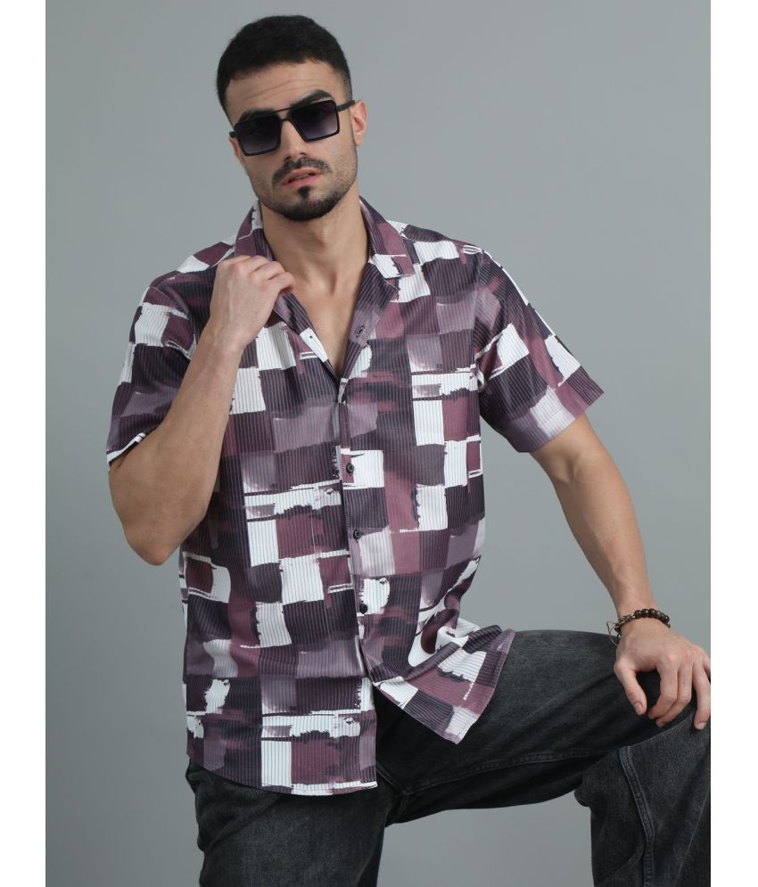     			HETIERS Polyester Regular Fit Printed Half Sleeves Men's Casual Shirt - Maroon ( Pack of 1 )