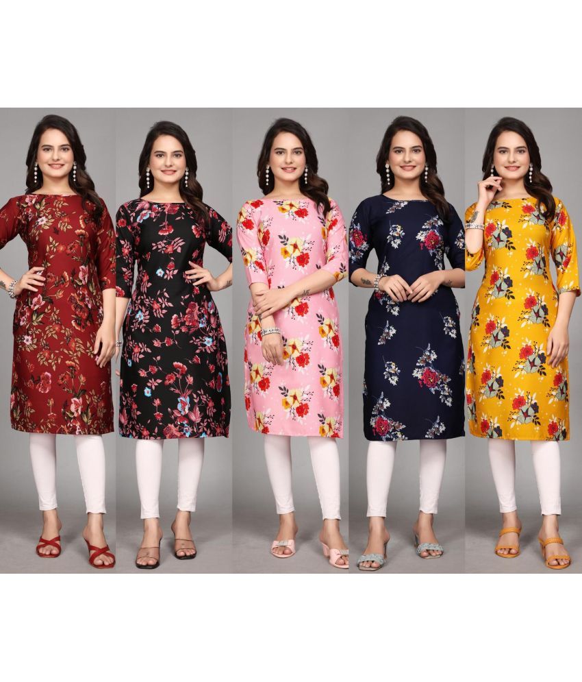     			KALAVRITTA Pack of 1 Crepe Printed Straight Women's Kurti - ( Multicolor )