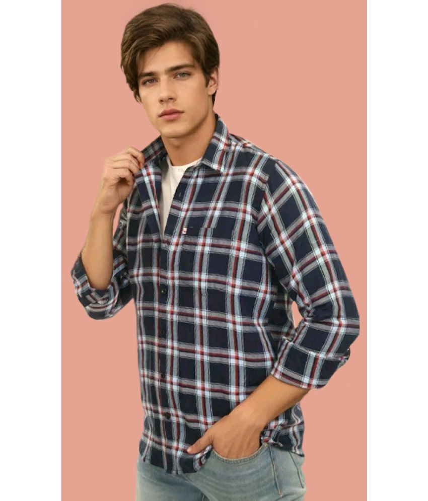     			Marc Laurent Cotton Blend Regular Fit Checks Full Sleeves Men's Casual Shirt - Blue ( Pack of 1 )