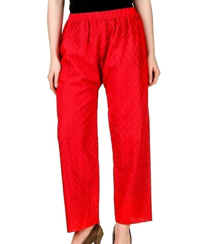     			OuterWear Pack of 1 Cotton Blend Relaxed Women's Casual Pants ( Red )