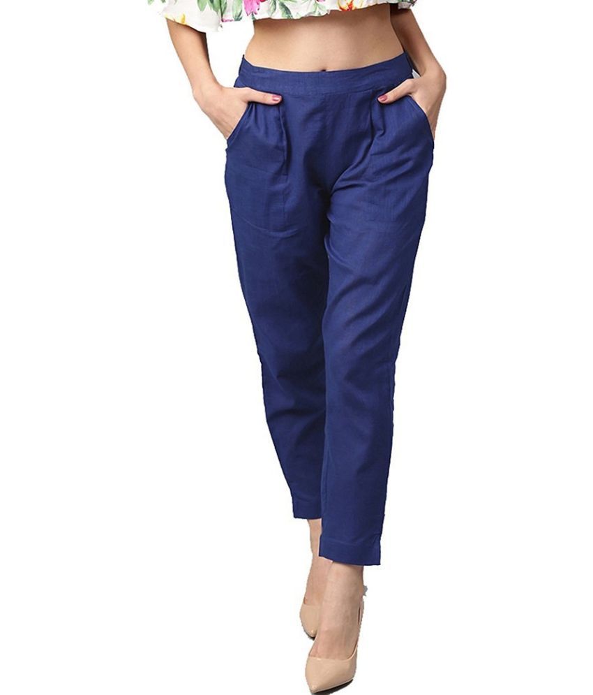     			OuterWear Pack of 1 Cotton Blend Tapered Women's Cigarette Pants ( Blue )