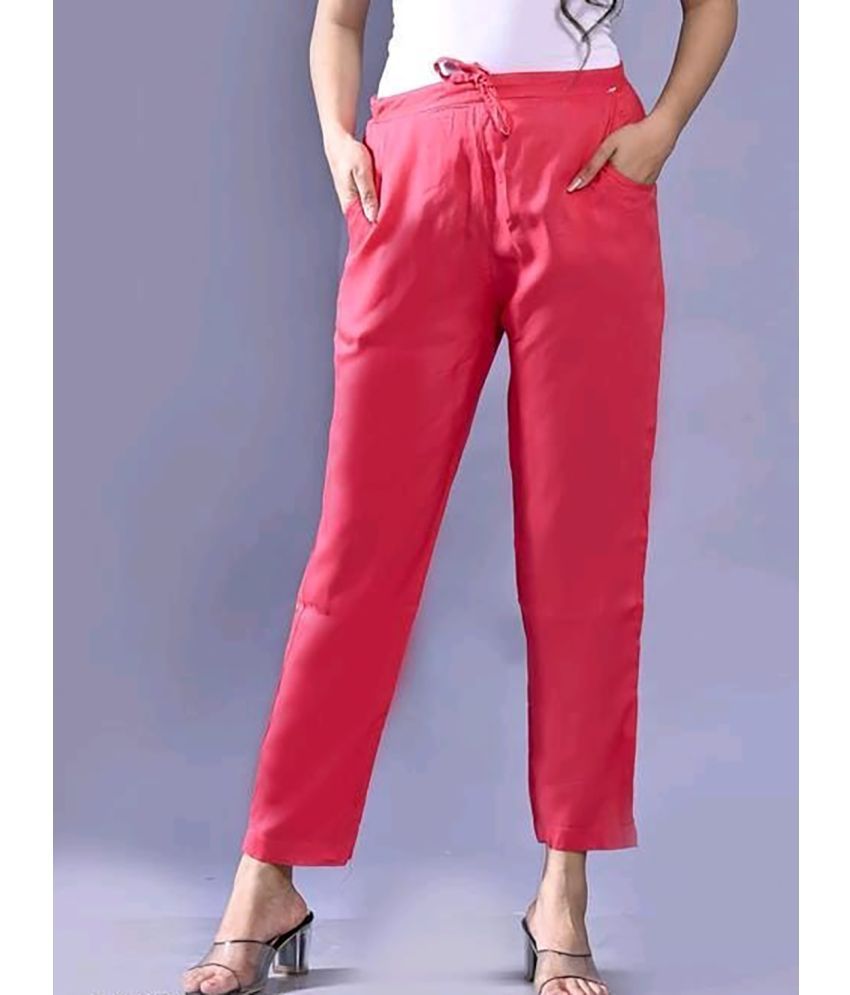     			OuterWear Pack of 1 Cotton Blend Regular Women's Casual Pants ( Pink )