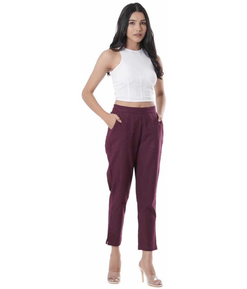     			OuterWear Pack of 1 Cotton Regular Women's Cigarette Pants ( Purple )