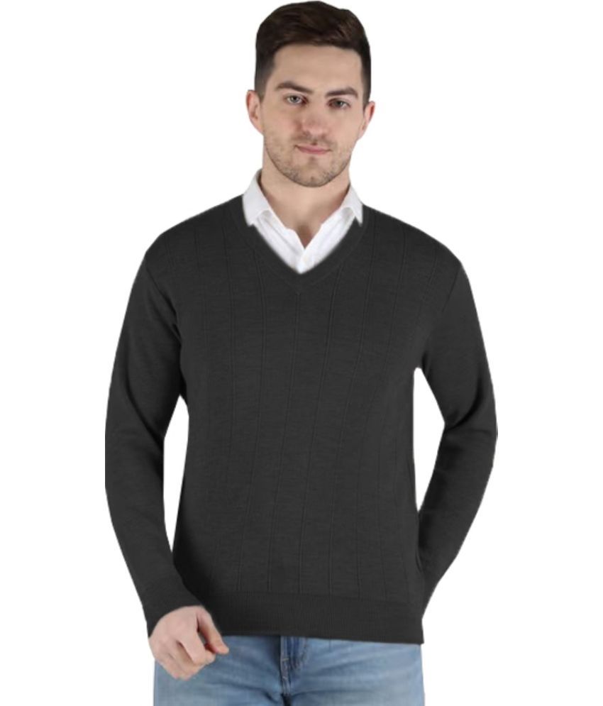     			Reoutlook Woollen V-Neck Men's Full Sleeves Pullover Sweater - Black ( Pack of 1 )