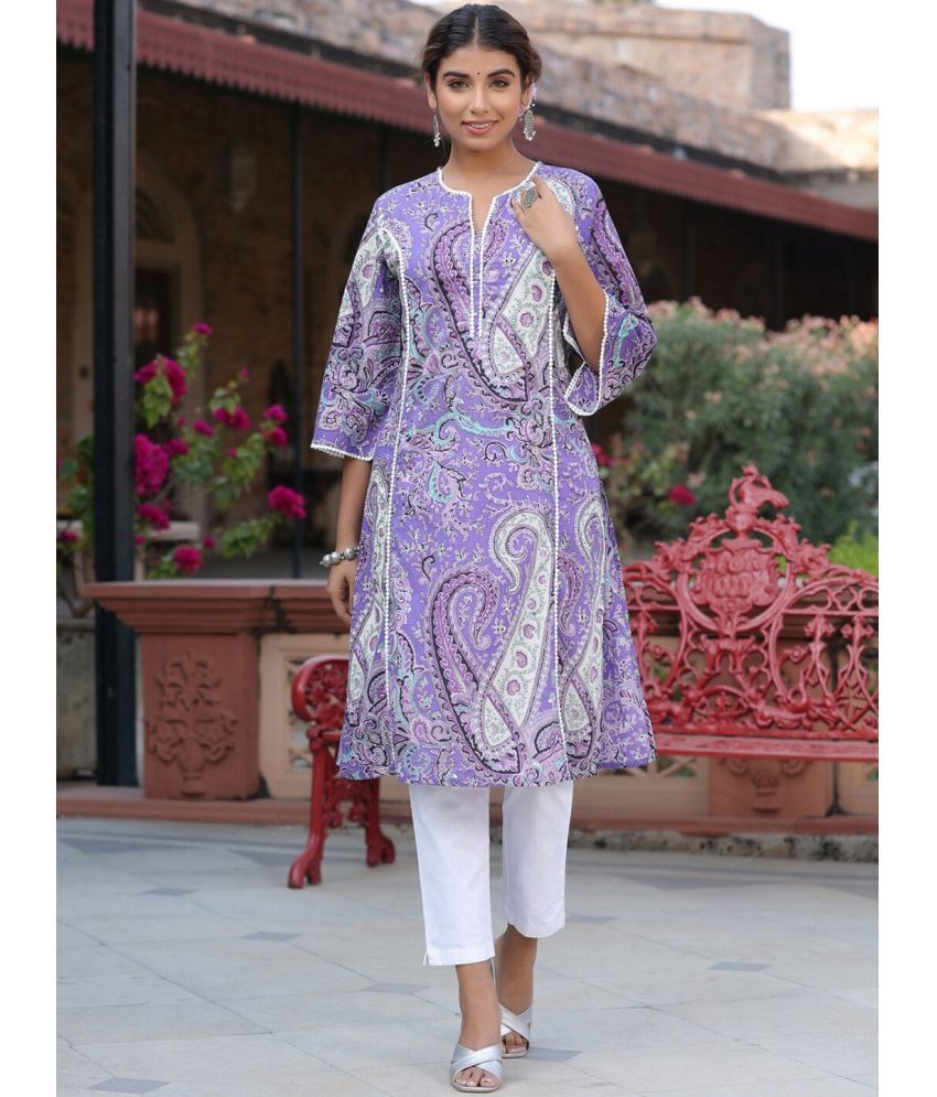     			Royal Export Pack of 1 Viscose Printed Straight Women's Kurti - ( Purple )