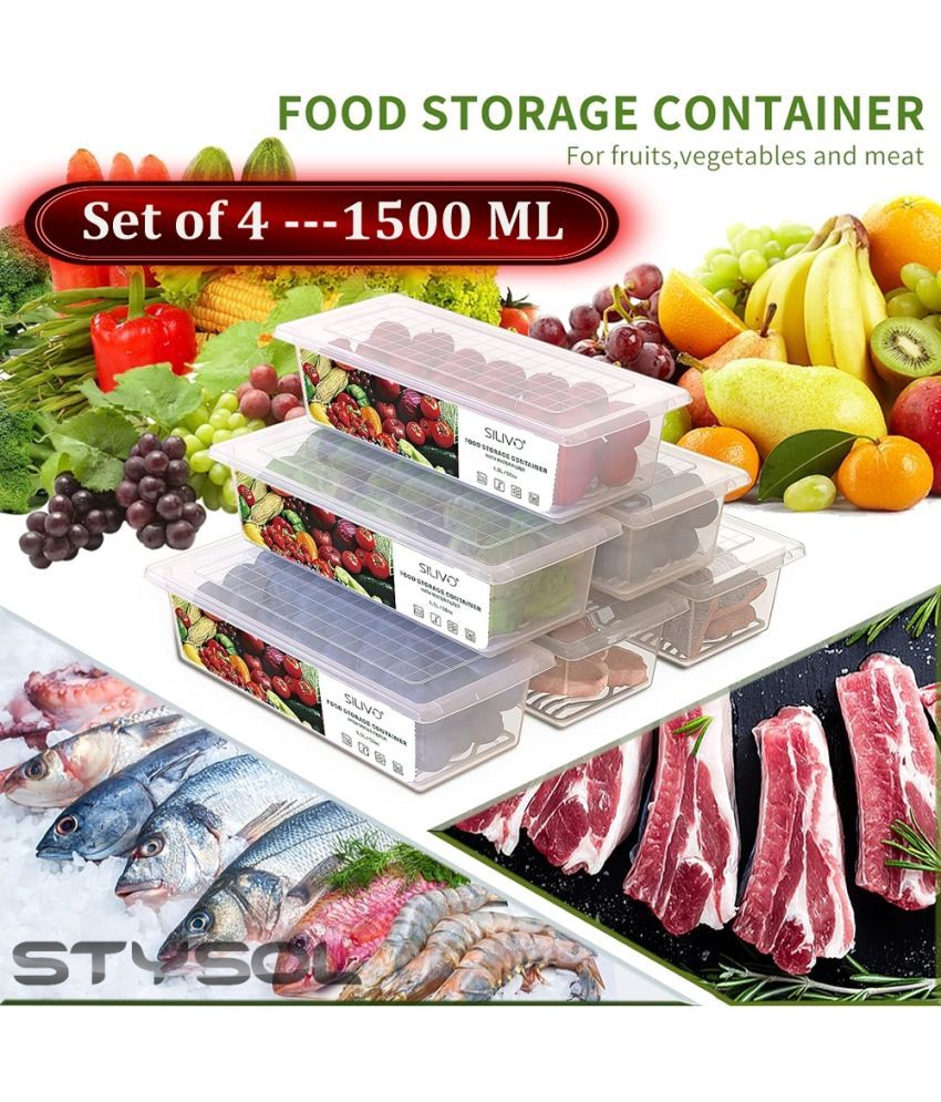     			Stysol Fridge Container Plastic White Food Container ( Set of 4 )