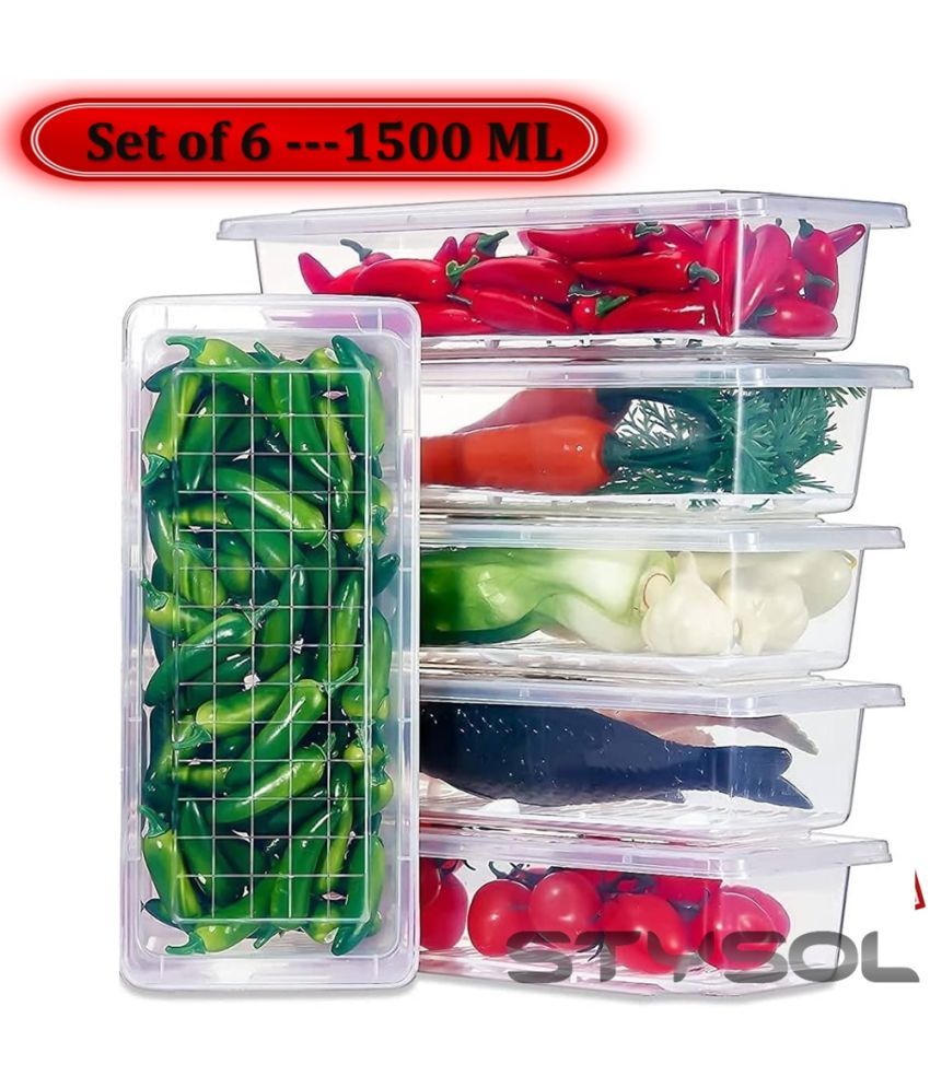     			Stysol Fridge Container Plastic White Food Container ( Set of 6 )