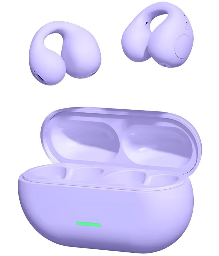     			VERONIC T75 Ear Clip OWS Bluetooth True Wireless (TWS) On Ear 30 Hours Playback Comfirtable in ear fit IPX4(Splash & Sweat Proof) Purple