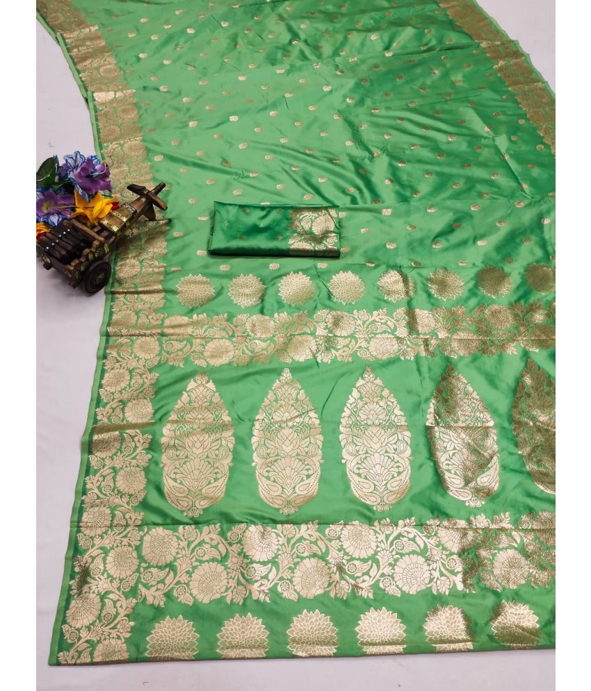     			supalee Tex Kanjivaram Silk Woven Saree With Blouse Piece ( Light Green , Pack of 1 )